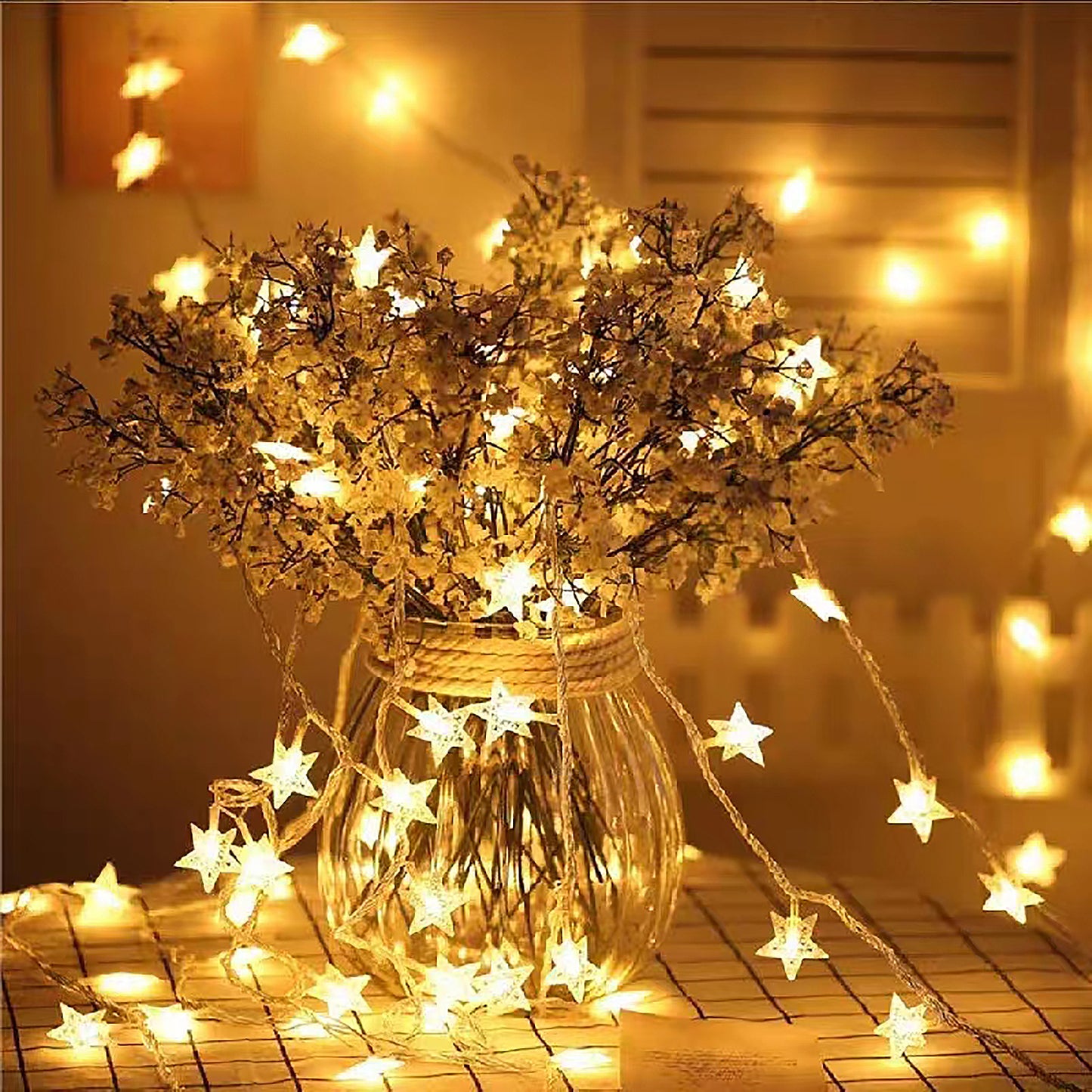 Star led Lights,Girls Room Decor Aesthetic Romantic Christmas Tree Decorations Indoor & Outdoor 2 Pack 10FT Fairy Night Light with Sound Remote Control Warm White