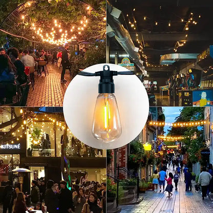 Outdoor LED String Lights Waterproof IP65 Hanging Solar Patio Crystal Globe Lights Christmas Tree Decorations Outside with 8 Mode&Voice Remote Control