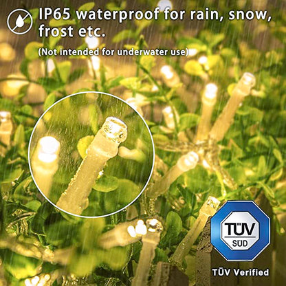 Christmas Lights Outdoor Indoor LED String Lights Waterproof Holiday Decoration with Voice Remote Control for Christmas Tree, Wedding, Garden, Patio