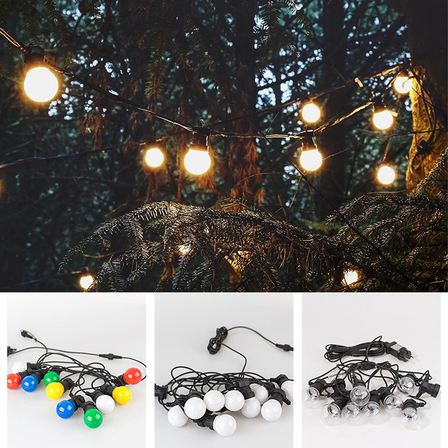Outdoor led Strip Lights Waterproof IP67 Solar Camping Globe Light G50 Hanging lamp Christmas Decorations for Patio pergola