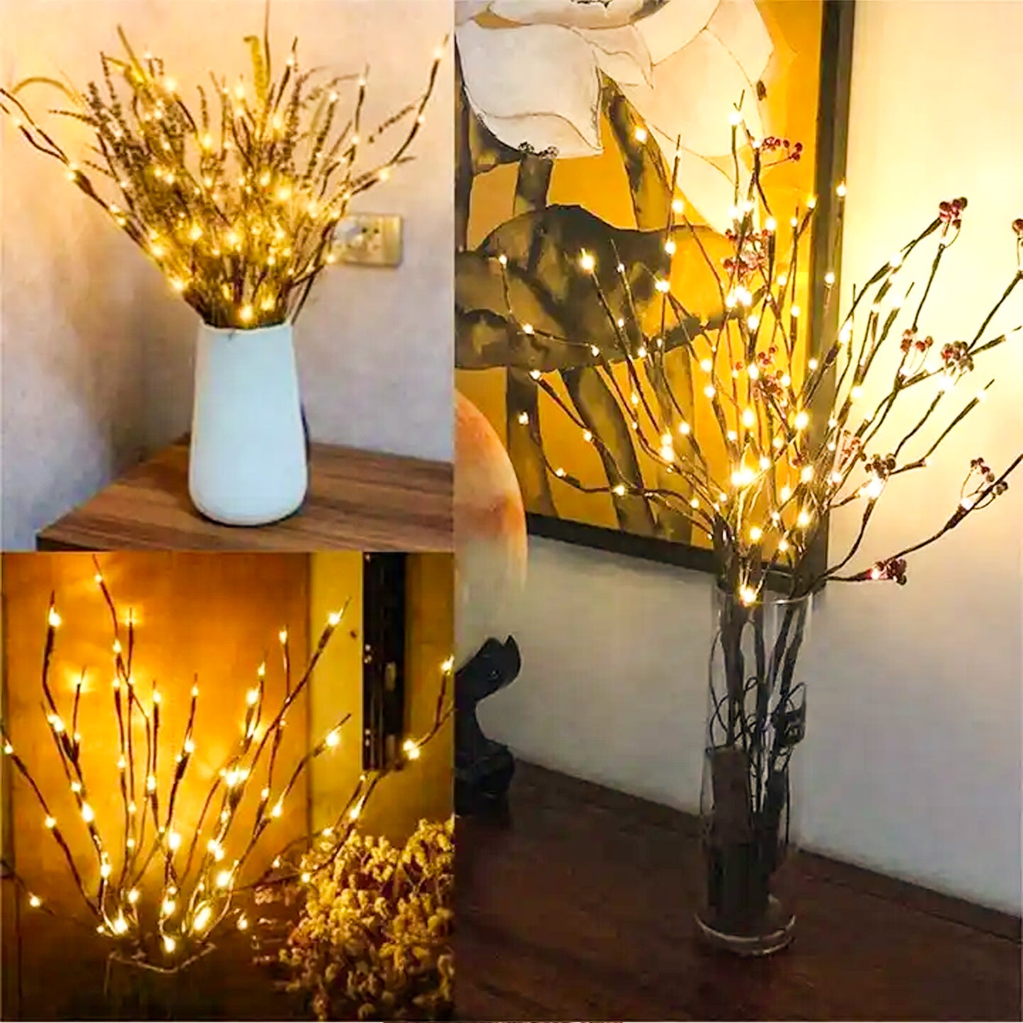 BAWHO LED Branches Lights,Plug in vase twig Tree lamp Living Room Decorations Mood Lighting Warm White with vioce Remote