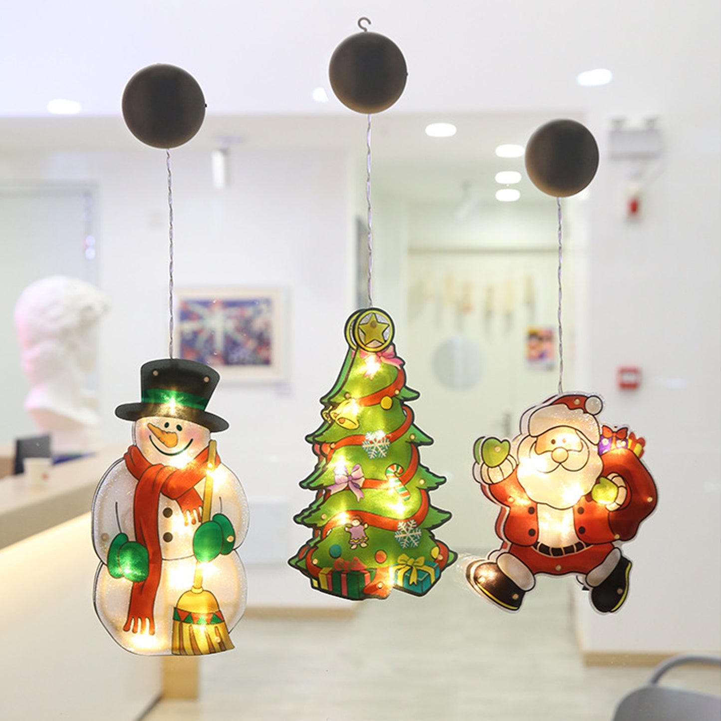4 pcs Christmas Window Decorations Indoor led Hanging Lights Ornaments Battery Operated for Xmas Store Party Bedroom Scene Layout