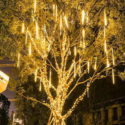 8pcs Meteor Shower Lights Outdoor Christmas Decorations IP65 Waterproof LED Falling rain Lights for Xmas Tree,Garden,Patio muilcolor